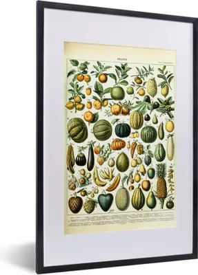 Produktbild von MuchoWow® Gerahmtes Poster Obst - Lebensmittel - Design - Vintage - Adolphe Millot 40x60 cm - Poster mit Schwarzem Bilderrahmen Wandposter Rahmen Foto Bilder - Poster in Rahmen