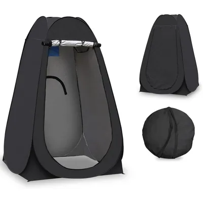 Produktbild von OKWISH Duschzelt Camping, Pop Up Toilettenzelt, Tragbares Umkleidezelt mit Regenschutz und Fenstern, Sichtschutz Zelt für Outdoor, UPF 50+ Wasserdicht, 120 x 120 x 190 cm