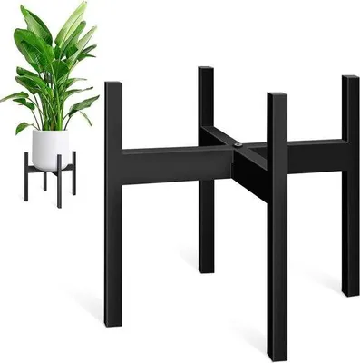 Produktbild von Metallischer Dekorationsstand für Pflanzen - Hohe Ständer für Innen und Außen - Große schwarze Blumenpflanze - 355 cm Topf - Dekorative Pflanzenständer