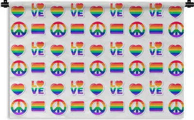 Produktbild von MuchoWow® Wandteppich Wandbehang Stolz - Regenbogen - Liebe 90x60 cm Tapisserie Dekoration Wandtuch - Wandskulpturen - Bildteppich