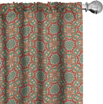 Immagine prodotto di ABAKUHAUS Tende tribali, tende, motivo floreale etnico orientale, decorativo astratto ispirato al motivo paisley, petali fioriti, 2 pezzi 75 x 225 cm, multicolore