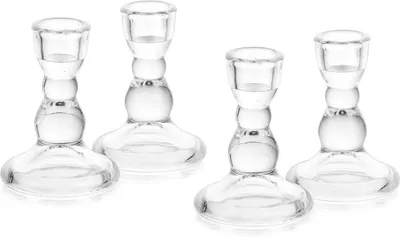 Produktbild von Glasseam Kerzenhalter Stabkerze Glas Stabkerzen 4 Stück Weihnachten Transparent