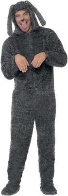 A person wearing a fluffy dog costume.