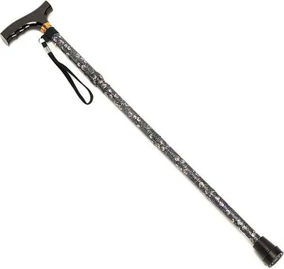 Productafbeelding van Wandelstok van kunststof met voetstuk - verstelbare steun voor stabiliteit - rozenmotief - lengte 73-83 inch
