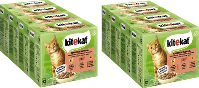 Produktbild von KITEKAT™ Multipack Portionsbeutel Klassische Auswahl 3 Varietäten Huhn, Rind, Geflügel in Sauce 8 x 12 x 85g