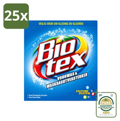 Produktbild von 25 x Biotex Vorwas- und Waschkraftverstärker Waschpulver für weiße und bunte Wäsche - Vorratspackung - 25 Stücke