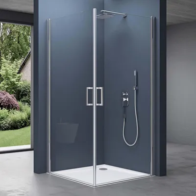 Image de doporro Portes De Douche Transparent Autolevantes Paroi De Douche Ravenna24K Pare Douche En Angle 85X70X190cm Montage Réversible