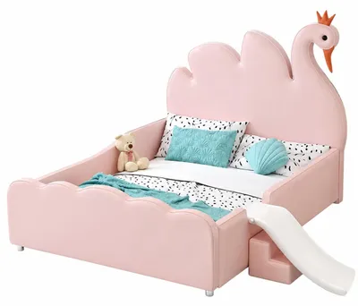 Produktbild von Rosa Kinderbett Bett Schwan multifunktional mit Seitengittern