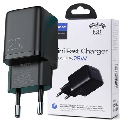 Zdjęcie produktu dla Joyroom Mała Szybka Ładowarka Usb Typ C Pd 25W Wtyczka Eu Czarny (L-P251)