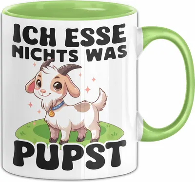 Produktbild von Veganer Tasse Geschenk Ich Esse Nichts Was Pupst Ziege Geburtstag Kaffee-Becher (Grün)