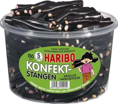 Produktbild von Haribo Konfekt Stangen Lakritzstangen mit Konfektfüllung 1200g