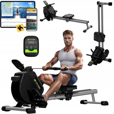 Zdjęcie produktu dla Wioślarz magnetyczny SportTronic ergonometr treningowy do ćwiczeń trenażer do domu 16 Programów max 120kg Zielony