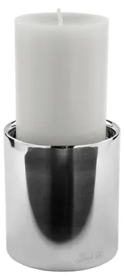 Productafbeelding van Fink SOBRIO, kandelaar voor stompkaarsen, roestvrij staal, zilverkleurig, L. 10 cm, B. 10 cm, H. 11 cm, D. 10 cm, artikelnummer 127212
