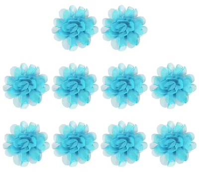 10 Chiffonblumen 5 cm, Stoffblumen, DIY-Hochzeitsdeko, hellblau