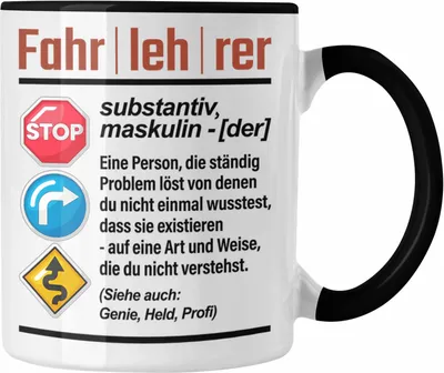 Produktbild von Trendation - Fahrlerer Tasse Geschenk Lustiger Spruch Geschenkidee für Fahrlerer (Schwarz)