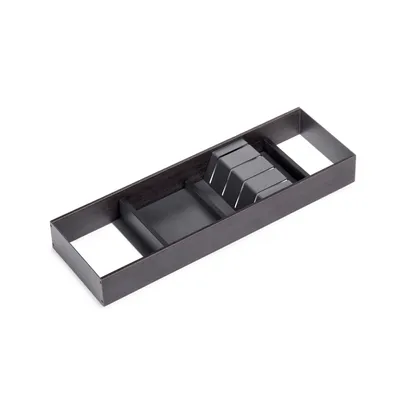 Produktbild von Emuca Messereinsatz Orderbox für Schublade, 150x470mm, Stahl und Holz, Anthrazitgrau