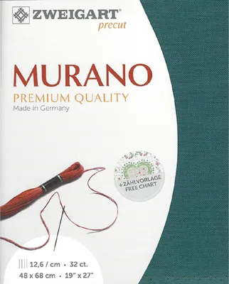 Zdjęcie produktu dla Tkanina do haftu MURANO Zweigart Precut 32 ct. 3984 kolor 5153 petrol, tkanina do haftu 48x68 cm