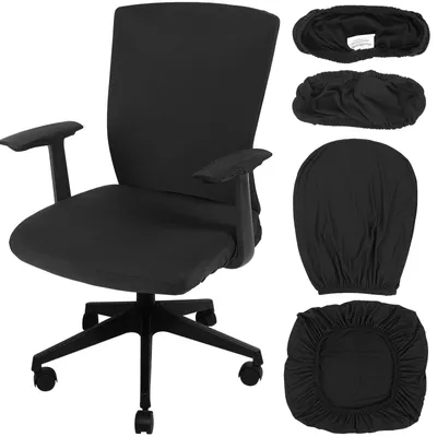 Obrázek produktu pro Sada potahů na kancelářské židle, 4 kusy, elastické, univerzální, černé, vhodné pro otočné židle a herní židle
