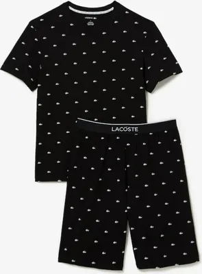 Image de Ensemble pyjama court Lacoste avec motif logo, Noir L