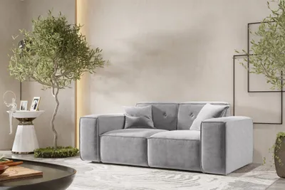 Productafbeelding van Bank Designersofa CESINA, 2-zits, bekleed met stof, kleur: Perfect Harmony grijs