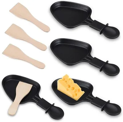 Productafbeelding van Mini Raclette Set met Antiaanbaklaag - 4-delige Pannenkoekenpan voor Kaas en Eieren
