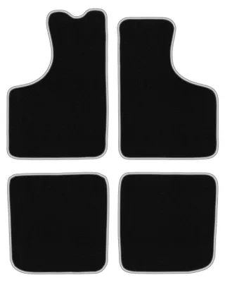 Produktbild von Fußmatten Velours Schwarz/Silber für Skoda 105 / 120 / 130 1976-1990 Set 4-tlg