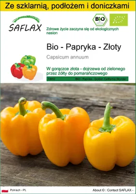 Zdjęcie produktu dla SAFLAX - Zestaw do uprawy - Bio - Papryka - Złoty - 20 Nasiona - Z mini szklarnią, podłożem uprawowym i 2 doniczkami - Capsicum annuum