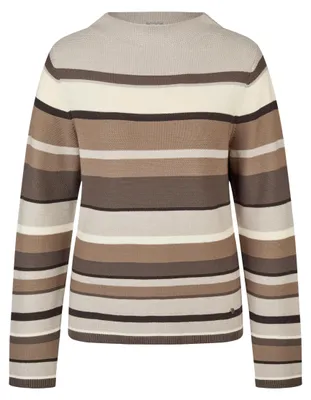 Produktbild von Rabe Pullover Braun Größe 50 aus Baumwoll-Mix Feinstrick mit Streifenmuster