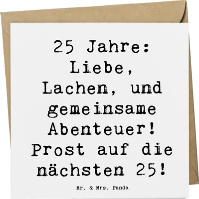 Produktbild von Mr. & Mrs. Panda Grußkarte Spruch 25. Hochzeitstag Silberne Hochzeit - Weiß - Geschenk, Heirat, faltkarte, anlasskarte, Heiraten, Hochzeitstagfeier, Erinnerungen, Treue
