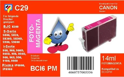 Produktbild von C29 - Dr.Inkjet Ersatzkombipatrone mit 17ml Inhalt - BCI6ePM/BCI3ePM - Fotomagenta -