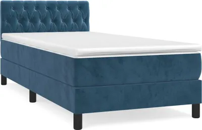 Produktbild von vidaXL Boxspringbett mit Matratze Dunkelblau 90x190 cm Samt