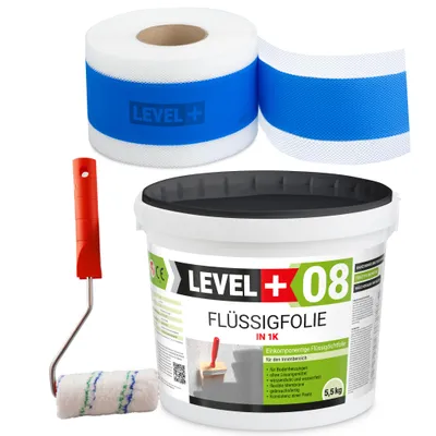 Produktbild von Dichtset Flüssigfolie 5,5kg Wassersperre Bad Dusche Dichtband Farbroller SET295
