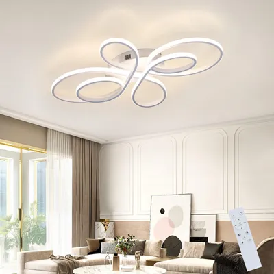 Image de Luminaires de plafond ZMH LED Blanc, dimmable, avec télécommande, 65 W, 66 cm. Éclairage de plafond moderne pour le salon, la chambre à coucher et la salle à manger