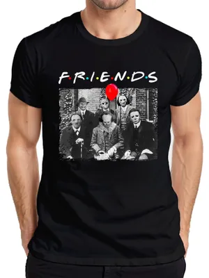Produktbild von Horror Freunde Parodie Halloween Masken Pennywise Jason Michael Herren T-Shirt, Schwarz, L