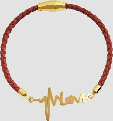 Produktbild von Akzent Armband aus Kunstleder mit Edelstahlelement Herzschlagsymbol