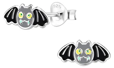 Produktbild von Halloween Ohrringe Silber 925 Kinder Ohrstecker Fledermaus (Bat)