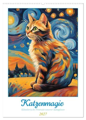 Produktbild von Katzenmagie (Wandkalender 2027 DIN A2 hoch), CALVENDO Monatskalender