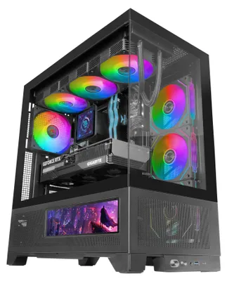 Zdjęcie produktu dla Mars Gaming MCLCDX, Midi Tower, PC, Czarny, ATX, micro ATX, Mini-ITX, Szkło hartowane, Gaming