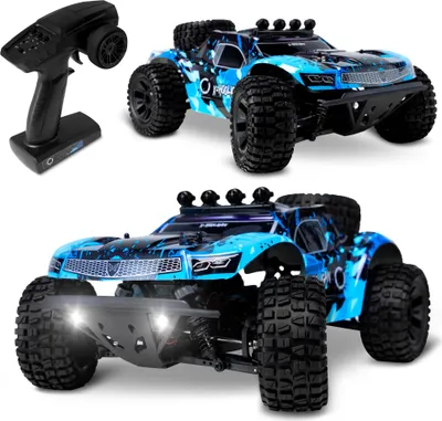 Produktbild von Overmax Hooligan RC Auto 1:10, 35 km/h 4WD, 100 m Reichweite, 2×1800 mAh Akku/40 Min, IPX5, 10 cm Reifen, LED, Metallantrieb