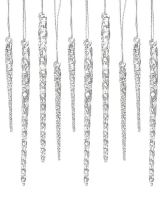 Glas-Eiszapfen Christbaumschmuck, 10 Stück, transparent, 14 cm