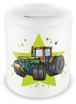 Produktbild von Spardose für Kinder in Traktorform, 330 ml, weiß
