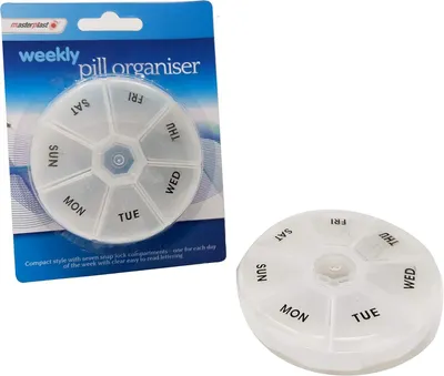 Imagen del producto de Caja para pastillas de 7 días, con 2 compartimentos, para un almacenamiento organizado de medicamentos para la toma diaria