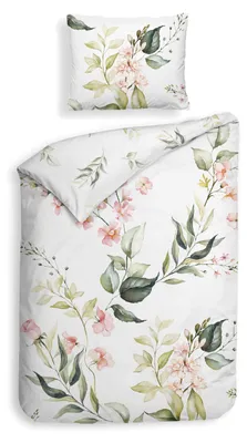 Produktbild von Heckettlane Alloro Bettbezug - 135x200 cm – Baumwoll-Satin – Hochwertige Bettwäsche mit motiv – Weich - Atmungsaktiv und Hautfreundlich – inkl. 80x80 cm Kissenbezug – Weiß