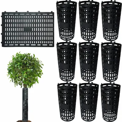 Produktbild von Baumstammschutz Set - 10 Stück Stamm-Schutzhüllen - Verstellbares flexibles Kunststoffnetz - Für Jungbäume und Setzlinge - Schwarz