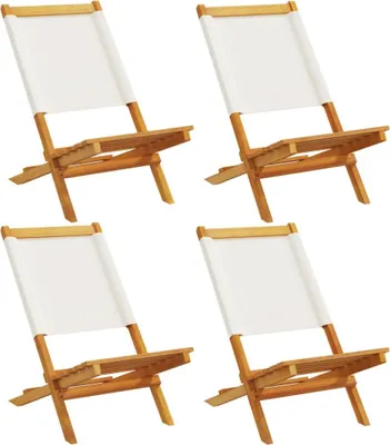 Immagine prodotto di vidaXL Sedie da giardino 4 pz. Pieghevoli in tessuto bianco crema e legno massiccio