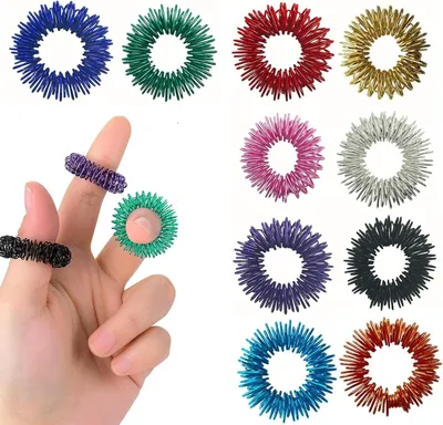 Produktbild von 10 Stück Akupressur Ring Set, Massageringe Für Finger, Akupressur Ring Set für Stress Reduzierstück und Förderung der Durchblutung Akkupressurringe Sonstige Massagegeräte