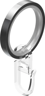 Produktbild von Interdeco Gardinenringe / Flachringe inkl. Einlage und Faltenhaken für Gardinenstangen mit 20 mm Ø Chrom, Pack. 24 Stück