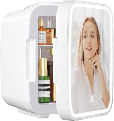 Produktbild von Mini-Kühlschrank für Schlafzimmer, Skincare mit LED-Spiegel