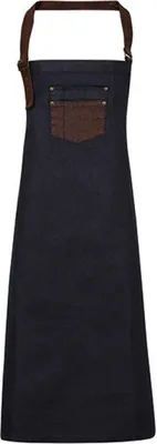 Produktbild von Premier Workwear PR136 | SchürzeDivision Waxed Look Denim Bib Apron With Faux Leather - Farbe: Indigo Denim (ca. Pantone 2767) - Größe: One Size