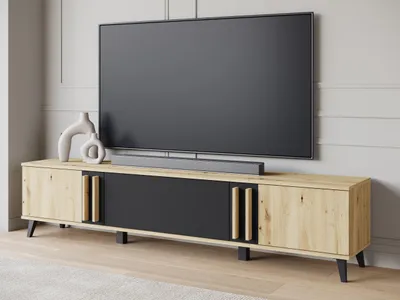 Obrázok produktu pre Široký televízny stolík POULSBO - dub artisan / čierny grafitový